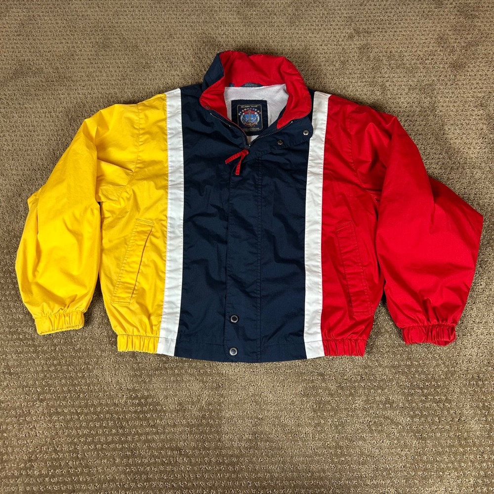 Members Only Windbreaker Jacket Mens Large Multi Colorblock Marine Ware Vintage